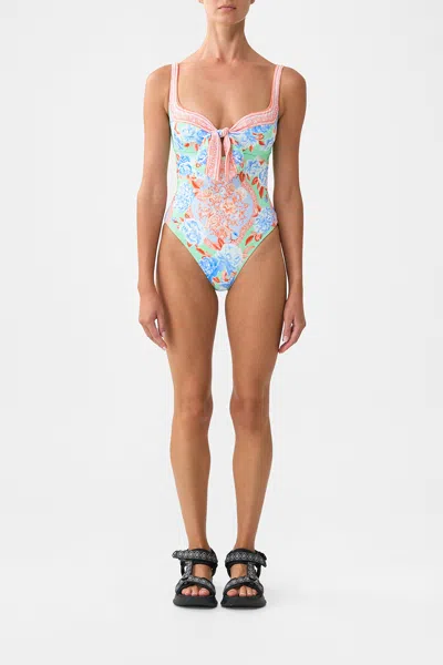 Camilla Sweetheart Neck One Piece With Tie Front Topkapi Pop In Multi