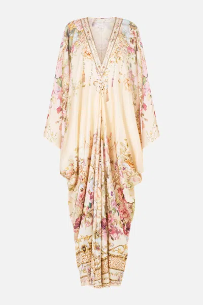 Camilla T Shape Long Kaftan Adorned In Aranjuez In Multi