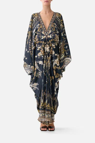 Camilla T Shape Long Kaftan Flamenco Folklore In Black