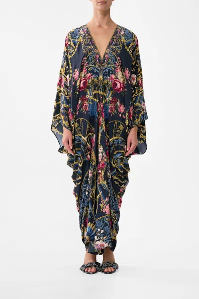 Camilla T Shape Long Kaftan Ornate On A Plate In Blue