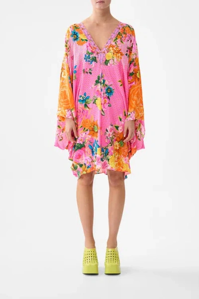 Camilla T-shape Short Kaftan In Pink