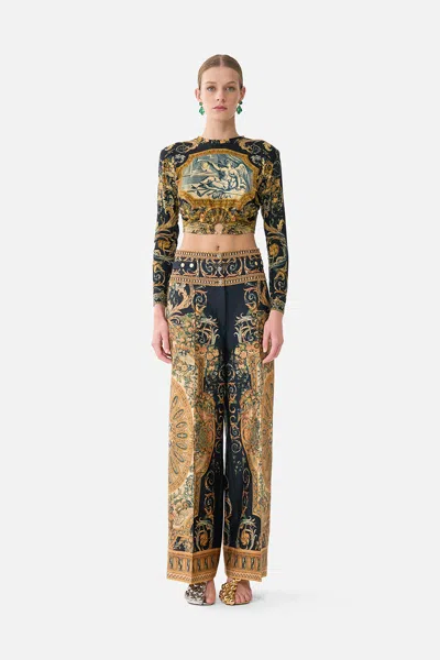 Camilla Tailored Pant With Waist Button Detail Museum Memoirs In Multi