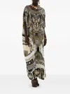 Camilla Silk Round Neck Kaftan Cover Up In Multi