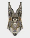 Camilla Temples Of Dendara V Wire One-piece Swimsuit In Temples Of Dendara
