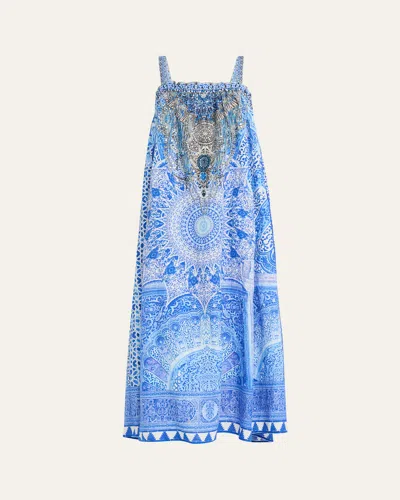 Camilla The Bosphorus Elastic Bodice Midi Dress In Blue