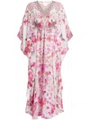 Camilla The Botanical Novella Gathered Waist Kaftan In White