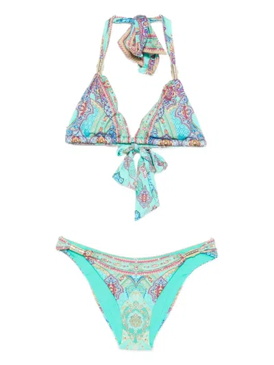 Camilla The Concubines Corridor Triangle Bikini In Blue