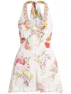 Camilla Button Front Halter Playsuit Egyptian Rose In White
