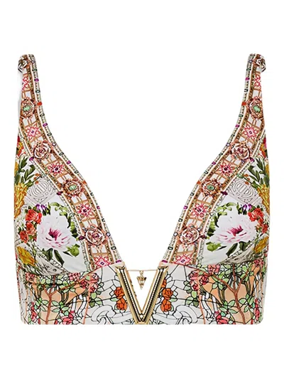 Camilla The Egyptian Rose Floral-pattern Bikini Top In Multi