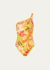 Camilla The Flower Child Society Asymmetric One-piece Swimsuit In The Flower Child