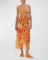 Camilla The Flower Child Society Long Draped Sarong Coverup In The Flower Child Society