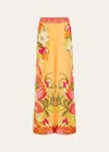 Camilla The Flower Child Society Wide-leg Silk Trousers In The Flower Child