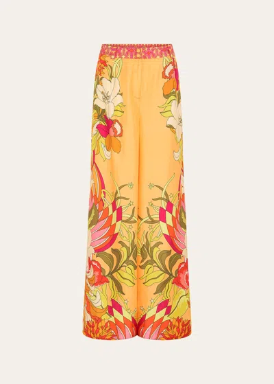 Camilla The Flower Child Society Wide-leg Silk Trousers