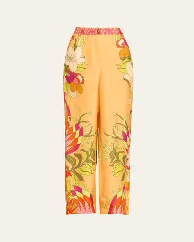 Camilla The Flower Child Society Wide-leg Silk Trousers