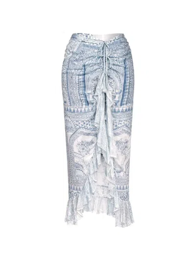 Camilla The Hum Of The Alhambra Tie Ruffled Midi Skirt In White