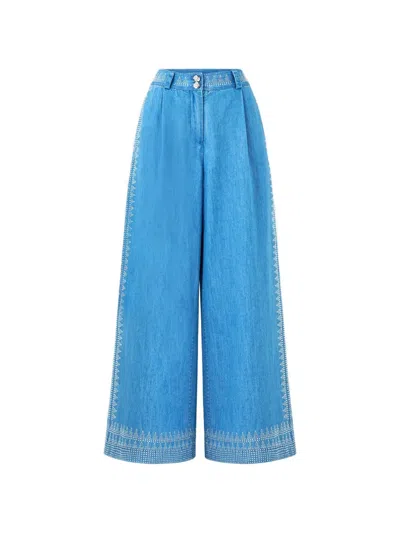 Camilla The Hum Of The Alhambra Wide Leg Trousers In Blue