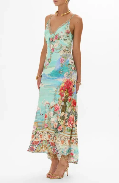 CAMILLA CAMILLA THE JEWELLERY MUSEUM RUFFLE TRIM SILK SLIPDRESS