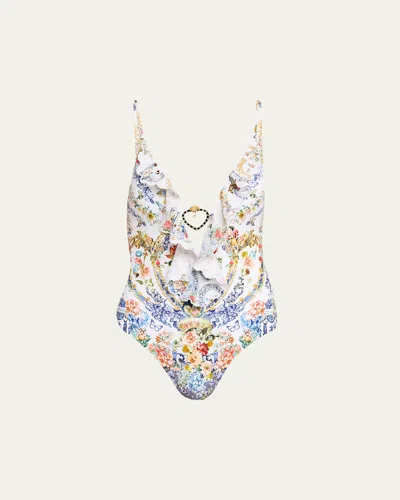 Camilla The Pottery Parlour V-neck One-piece Swimsuit