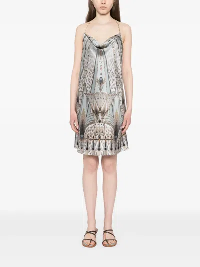 Camilla The Sahara Starlet Short Bias Halter Dress In Grey
