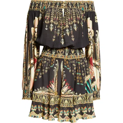Camilla They Called Her Nefertari Off The Shoulder Long Sleeve Silk Dress
