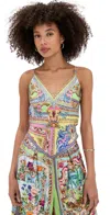 Camilla Crystal-embellished Printed Silk-twill Camisole