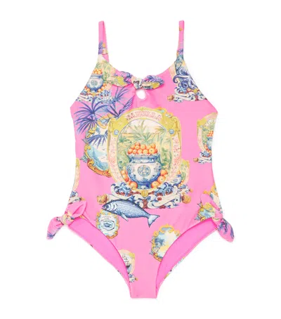 Camilla Kids' Tie-detail Salty Splendour Swimsuit In Pink