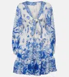 Camilla Tie-detail Silk Minidress In Multicoloured