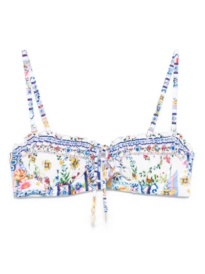Camilla Tie-front Bikini Top In Blue