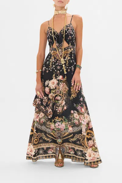 Camilla Tie Front Cut Out Maxi Dress Dynasty Daze In Black