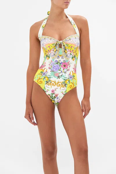 Camilla Tie Front Halter Neck One Piece Caterina Spritz