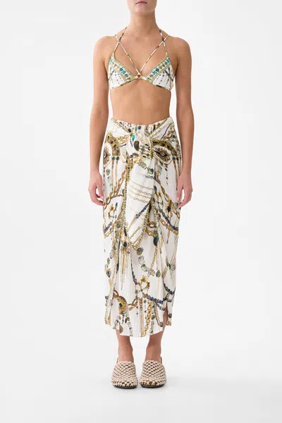 Camilla Tie Front Skirt Chain Gang In White