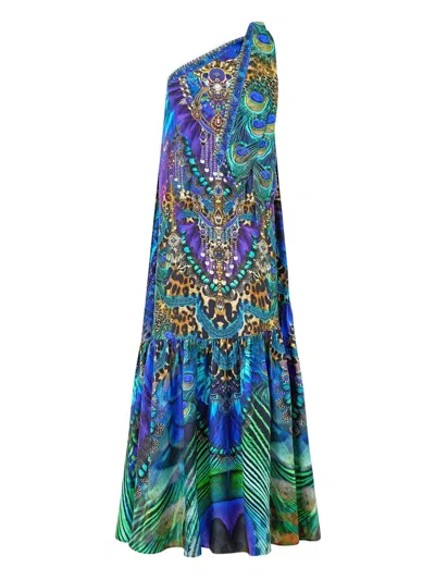 Camilla Tie One-shoulder Dress In Blue