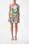 Camilla Tie One Shoulder Short Dress Spirit Of Santa Maria In Multi