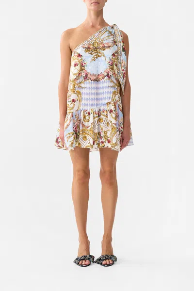 Camilla Tie One Shoulder Short Dress Throne Games In Purple