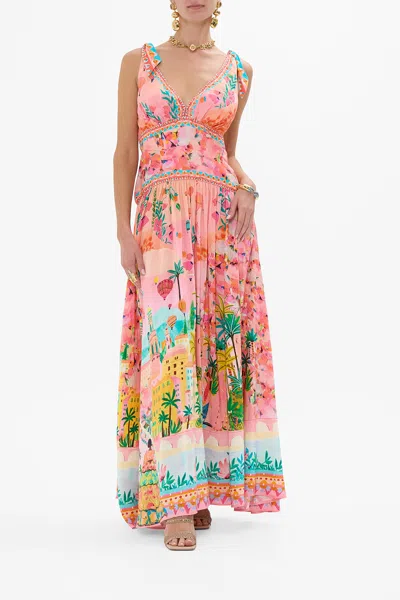 Camilla Tie Shoulder Dress Sister Sunset In Pink