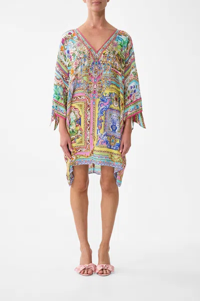 Camilla Tie Sleeve Short V Neck Kaftan Spirit Of Santa Maria In Multi