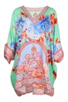 Camilla Tie Sleeve Short V Neck Kaftan Topkapi Pop In Multi