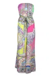Camilla Tie Waist Strapless Jumpsuit Magic Carpet Ride In Multi