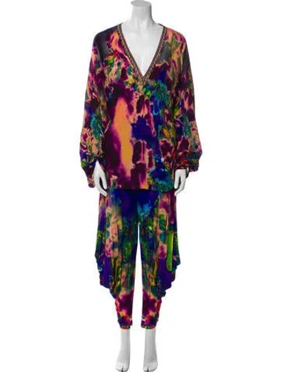 Pre-owned Camilla Tie-dye Print Pant Set In Blue