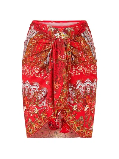 Camilla Tie-front Mini Sarong In Red