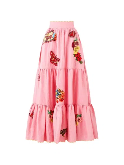 Camilla Tiered High-waisted Maxi Skirt In Pink
