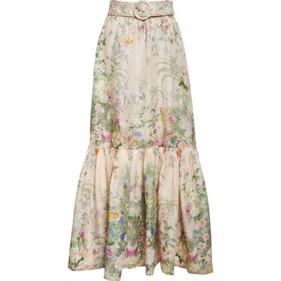 CAMILLA CAMILLA TIERED LINEN & SILK MAXI SKIRT