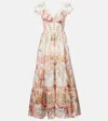 Camilla Tiered Linen Maxi Dress In Multicoloured