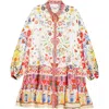 Camilla Tiered Long Sleeve Linen Shirtdress In Faith Luck Justice