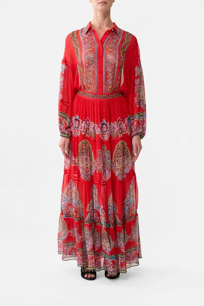 Camilla Tiered Maxi Skirt Artisans Of Anatolia In Red