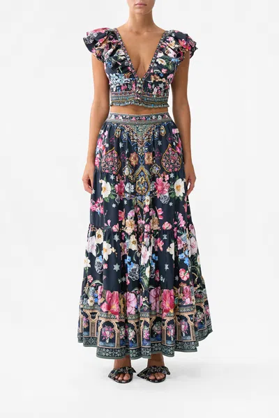 Camilla Tiered Maxi Skirt Midnight In Monserrate In Black