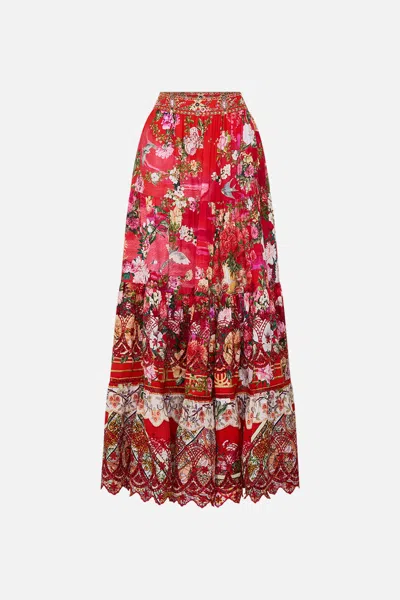 Camilla Tiered Maxi Skirt Sweet Home Alexandria In Red