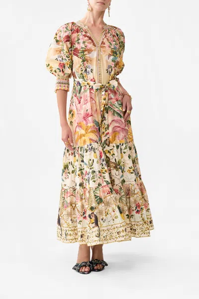 Camilla Tiered Shirt Dress With Short Sleeve Welcome To The White Lotus In Pink