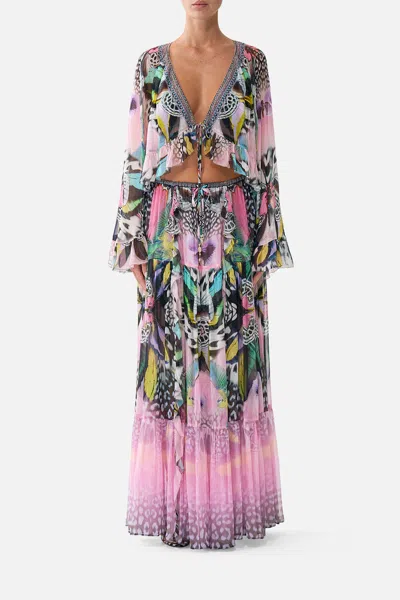 Camilla Tiered Skirt With Ruffle Detail Millamorphosis In Pink