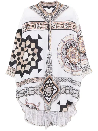 Camilla Tile Style Midi Dress In White